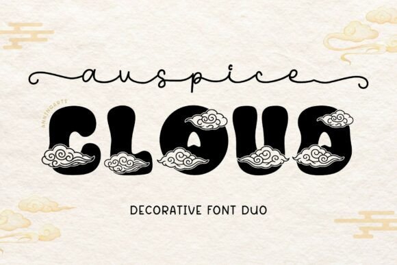 Auspice Cloud Duo: A Decorative Font for Handmade Business Branding